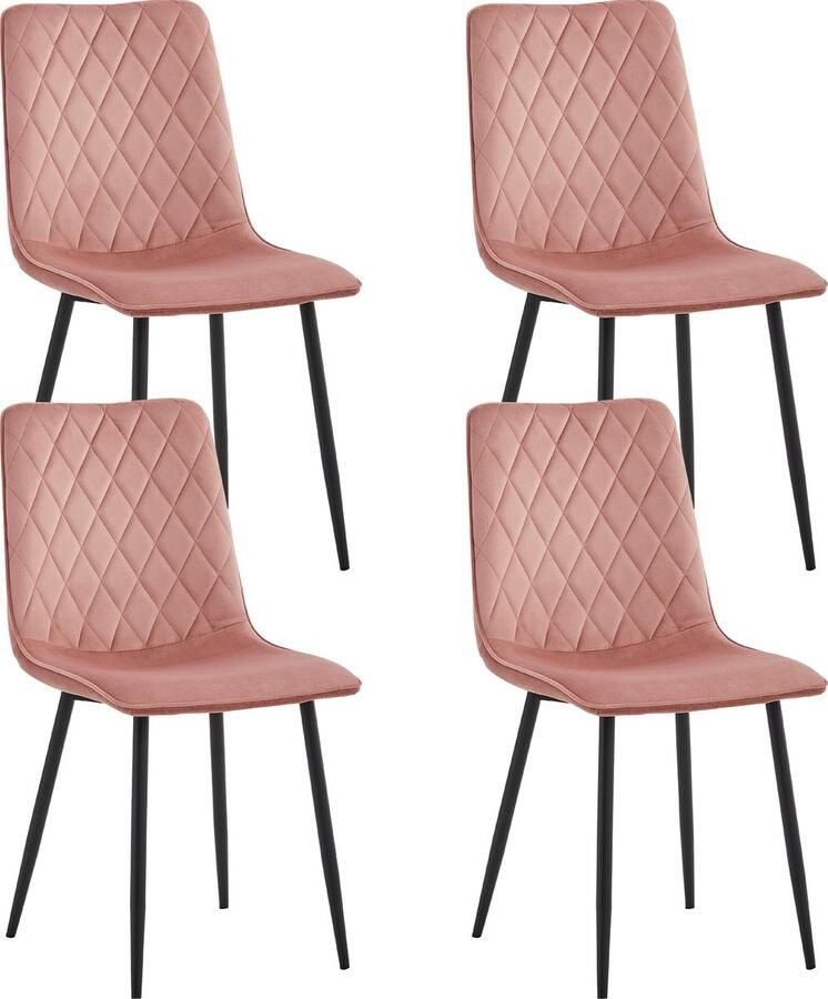 Colenis Elise Eetkamerstoel Set Van 4 Roze Velvet Fluweel Industrieel