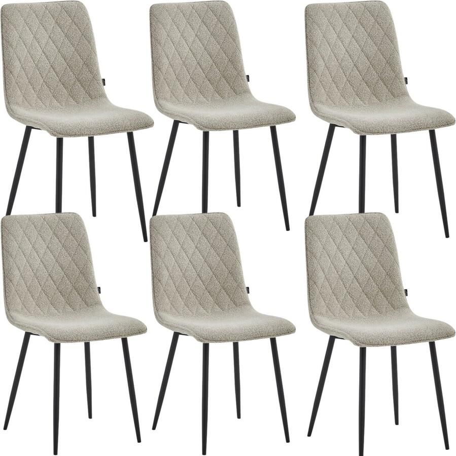 Colenis Elise Eetkamerstoel Set Van 6 Beige Bouclé Industrieel