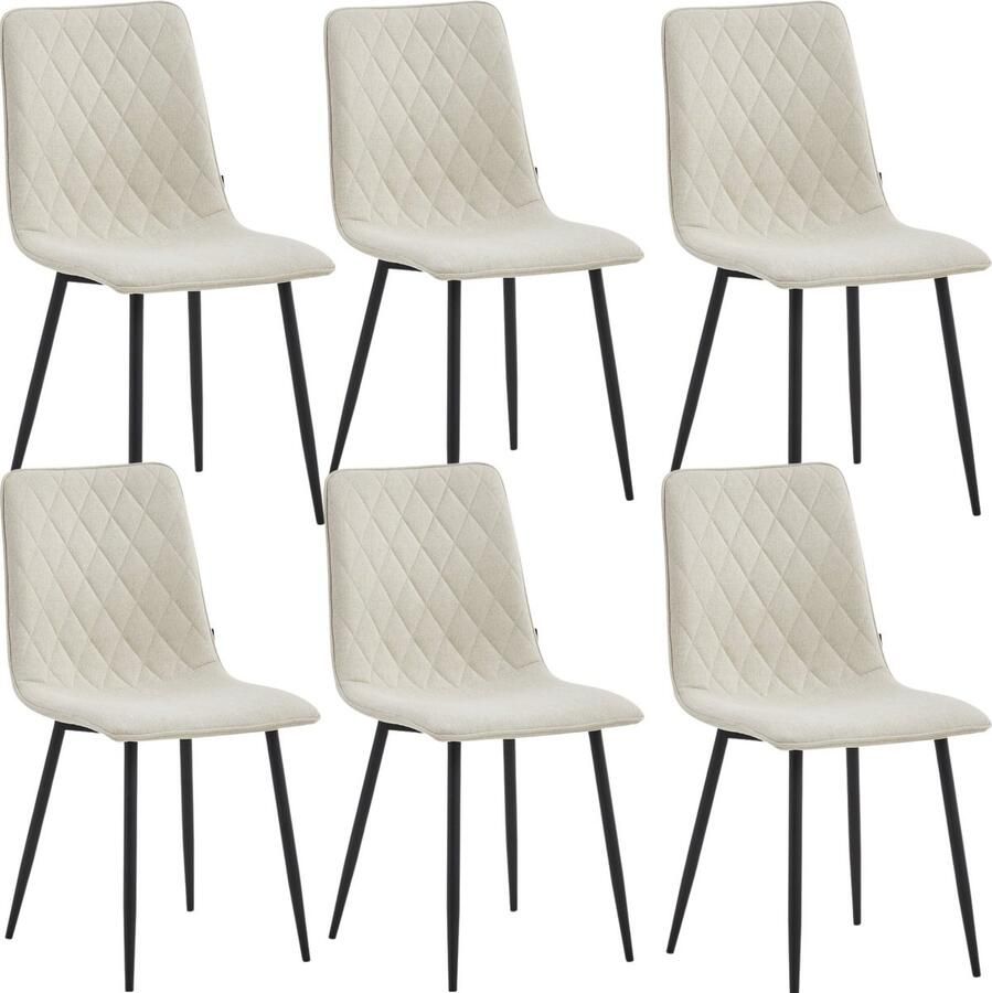 Colenis Elise Eetkamerstoel Set Van 6 Beige Fabb Stof Industrieel