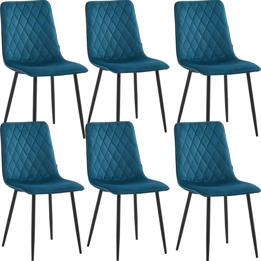 Colenis Elise Eetkamerstoel Set Van 6 Petrol Velvet Fluweel Industrieel
