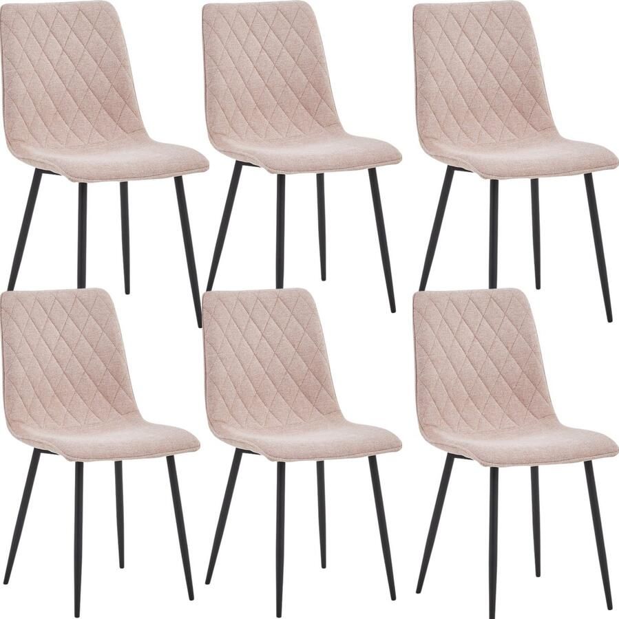 Colenis Elise Eetkamerstoel Set Van 6 Roze Linnen Stof- Industrieel