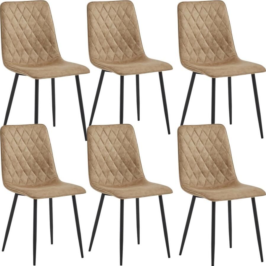 Colenis Elise Eetkamerstoel Set Van 6 Sand Microfiber Microvezel Industrieel