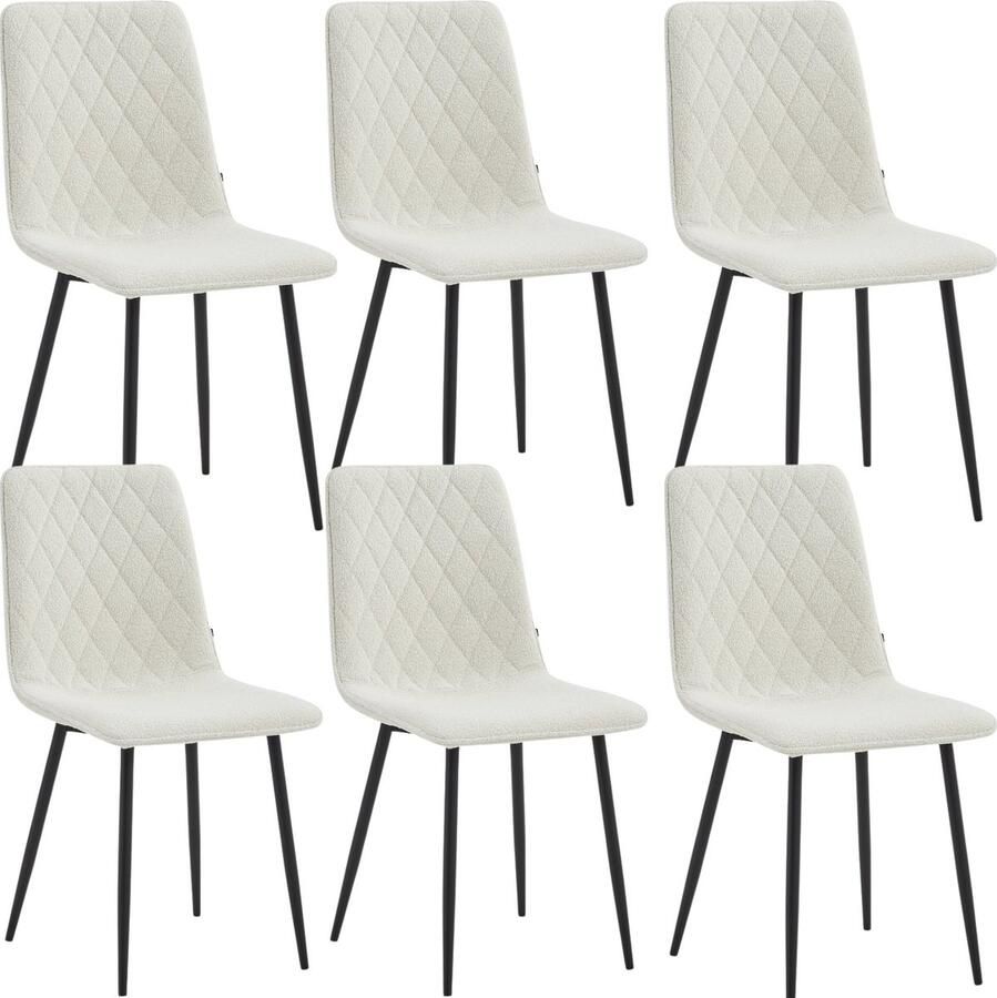 Colenis Elise Eetkamerstoel Set Van 6 Wit Bouclé Industrieel