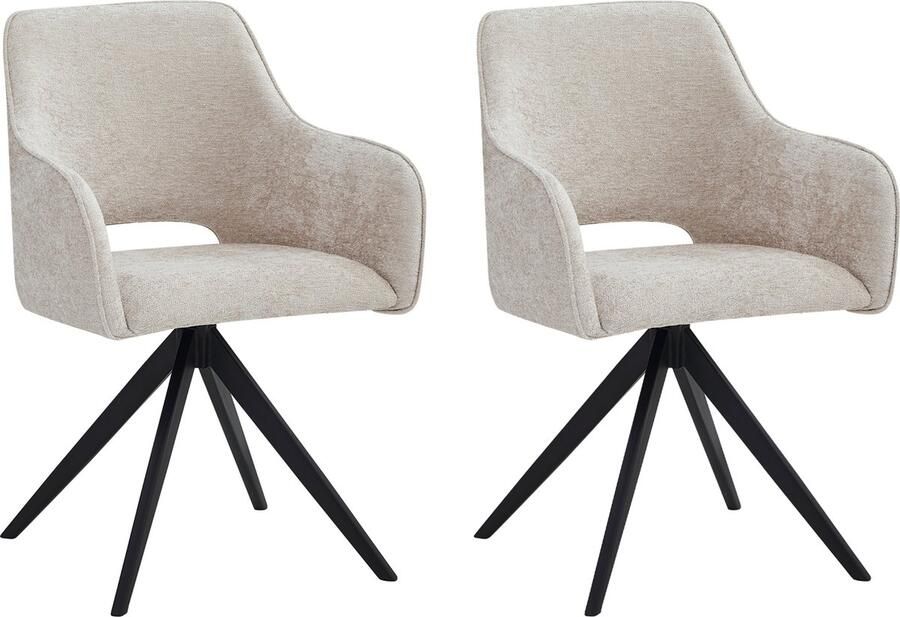 Colenis Lavinia Eetkamerstoel Set Van 2 Antraciet Microfiber Stof Met armleuning Zonder Zijstrepen - Foto 2