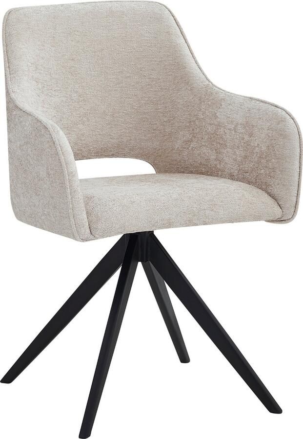 Colenis Lavinia Eetkamerstoel Set Van 4 Beige Adoré Velvet Met armleuning Zonder Zijstrepen - Foto 2