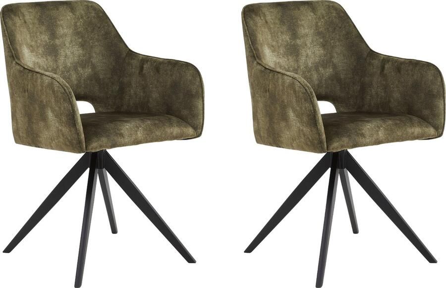 Colenis Emma Eetkamerstoel Set Van 2 Groen Adoré Velvet Met armleuning - Foto 2