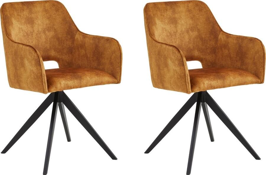Colenis Emma Eetkamerstoel Set Van 2 Okergeel Adoré Velvet Met armleuning - Foto 2