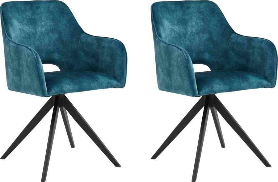 Colenis Emma Eetkamerstoel Set Van 2 Petrol Adoré Velvet Met armleuning - Foto 2