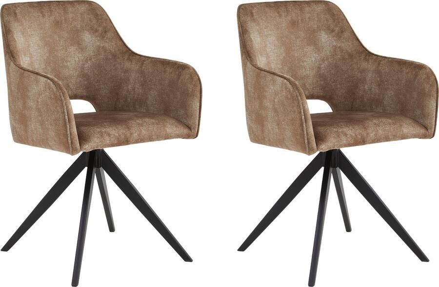 Colenis Emma Eetkamerstoel Set Van 2 Taupe Adoré Velvet Met armleuning - Foto 2