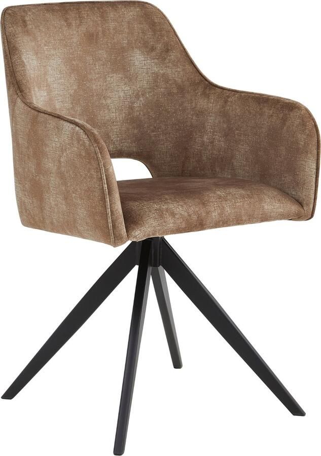 Colenis Emma Eetkamerstoel Set Van 6 Taupe Adoré Velvet Met armleuning