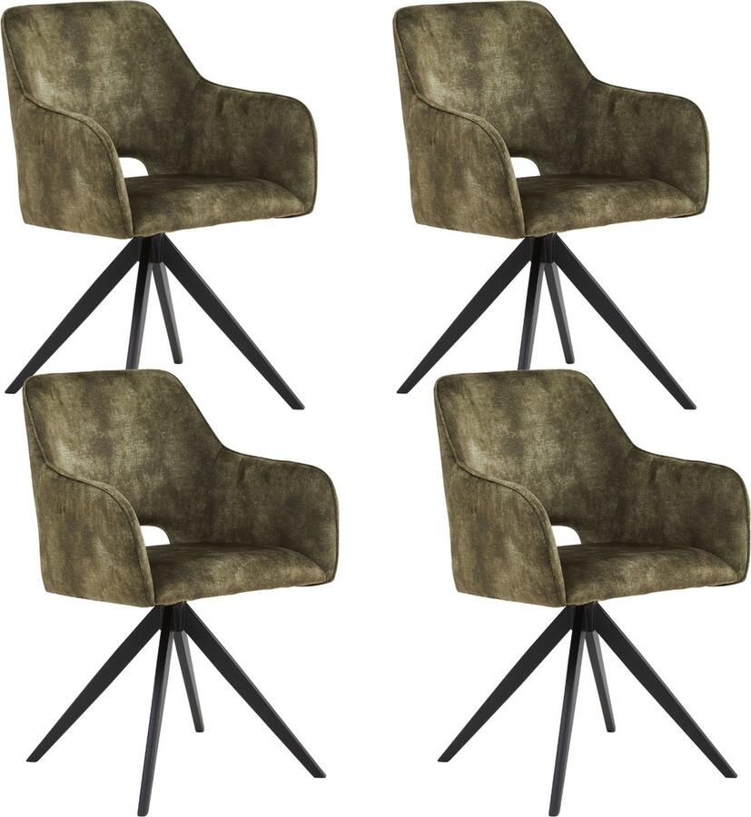 Colenis Emma Eetkamerstoel Set Van 4 Groen Adoré Velvet Met armleuning