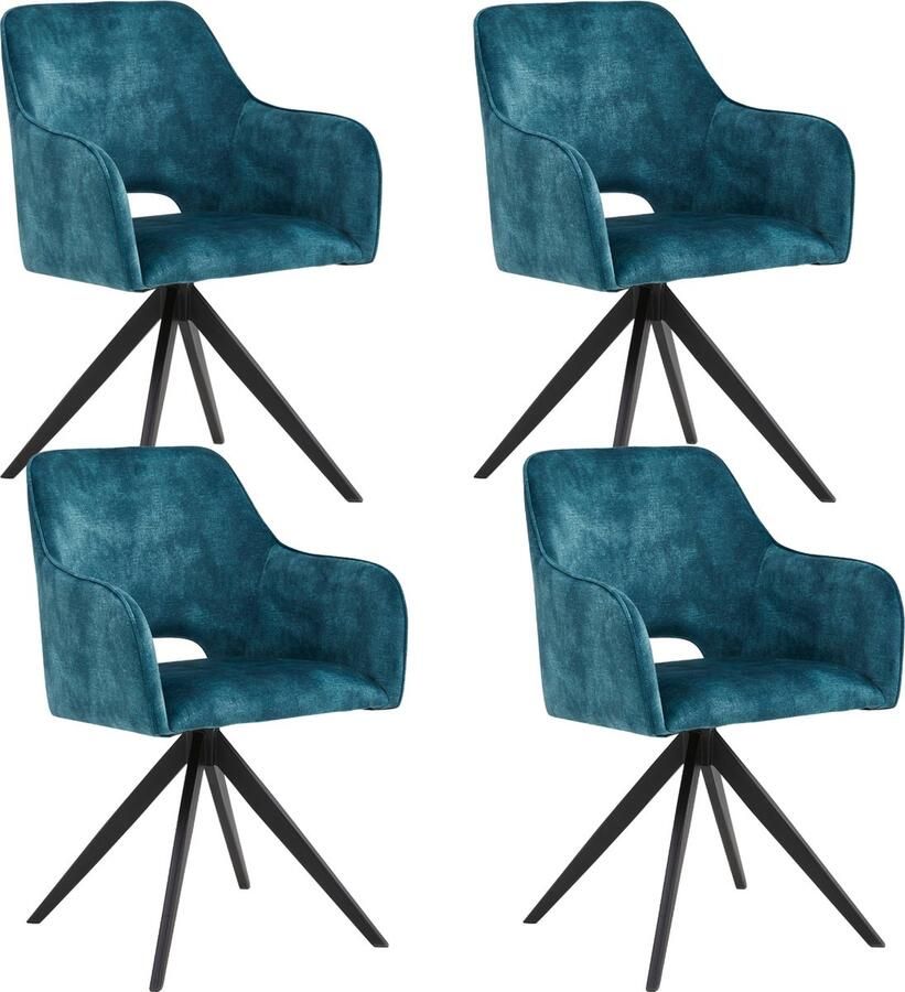 Colenis Emma Eetkamerstoel Set Van 4 Petrol Adoré Velvet Met armleuning - Foto 2