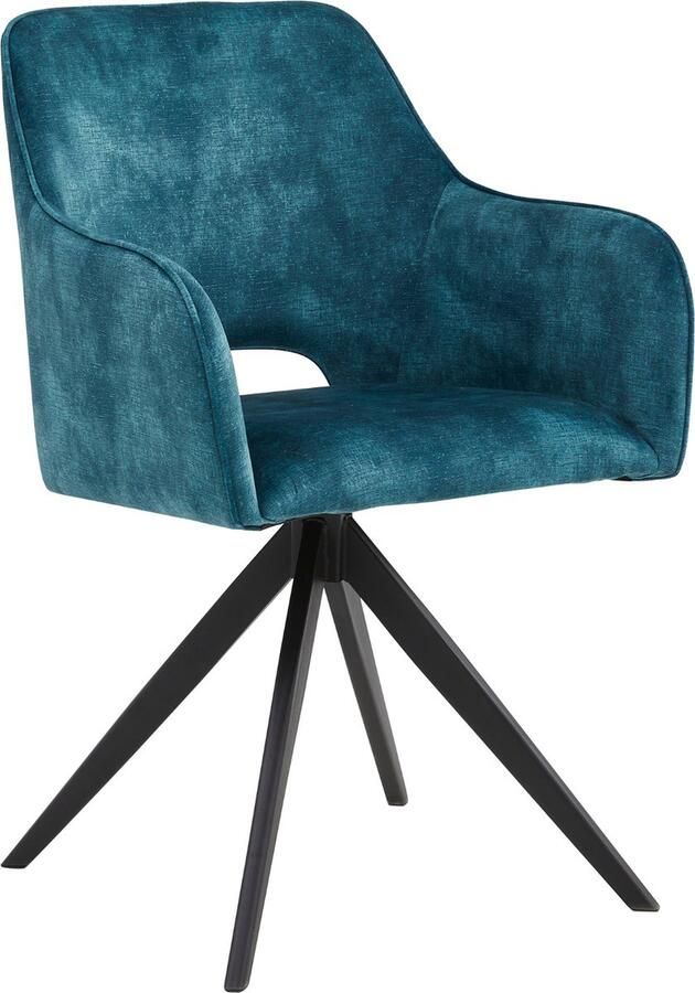 Colenis Emma Eetkamerstoel Set Van 4 Petrol Adoré Velvet Met armleuning