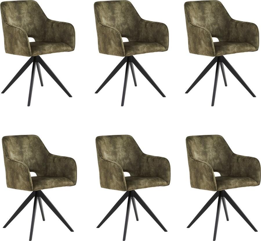 Colenis Emma Eetkamerstoel Set Van 6 Groen Adoré Velvet Met armleuning - Foto 2