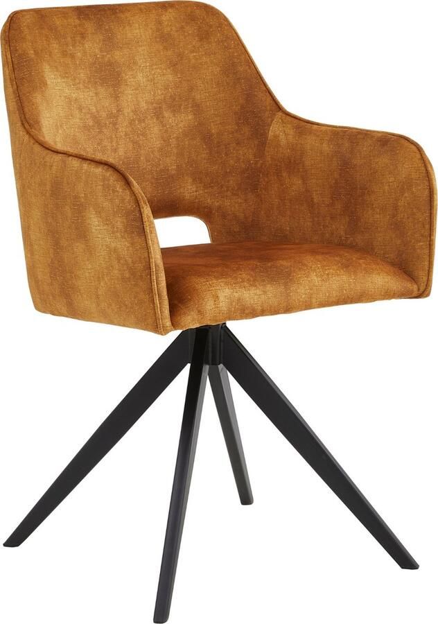 Colenis Emma Eetkamerstoel Set Van 6 Okergeel Adoré Velvet Met armleuning