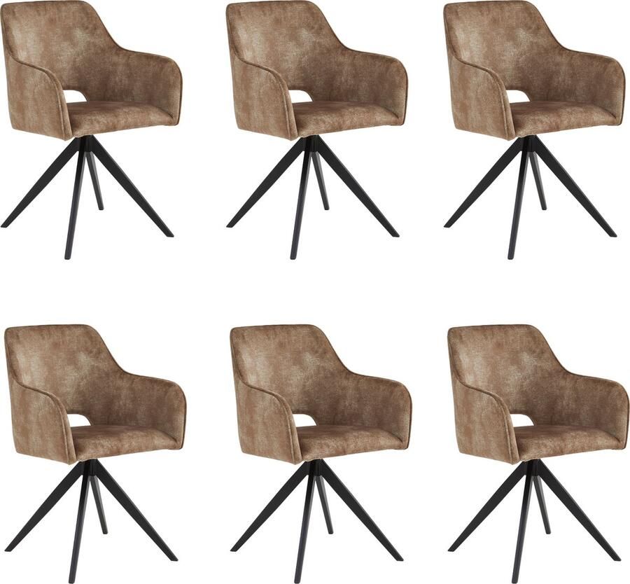 Colenis Emma Eetkamerstoel Set Van 6 Taupe Adoré Velvet Met armleuning - Foto 2