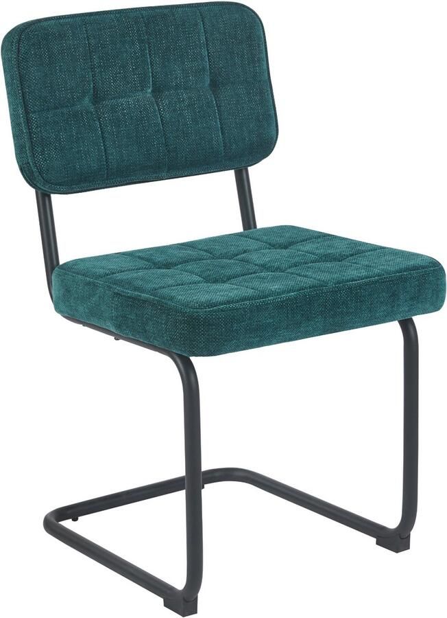 Colenis Kita Eetkamerstoel Set van 2 Petrol Geweven Stof Metalen Frame Industrieel Design Buisframe Stoel