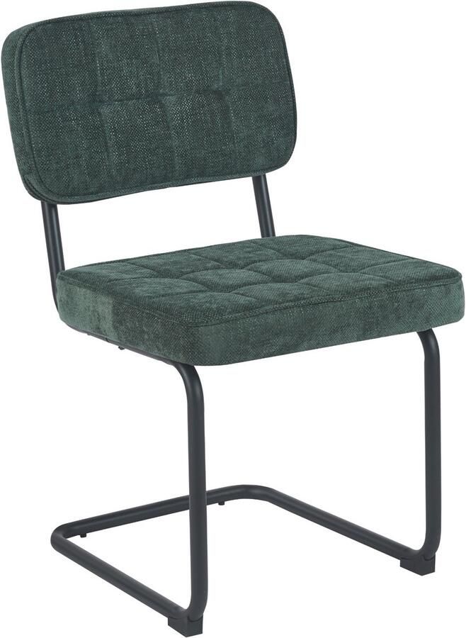 Colenis Kita Eetkamerstoel Set van 2 Groen Geweven Stof Metalen Frame Industrieel Design Buisframe Stoel