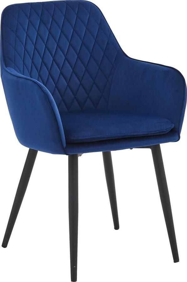 Colenis Lavinia Eetkamerstoel Set Van 2 Zwart Velvet Met armleuning Zonder Zijstrepen