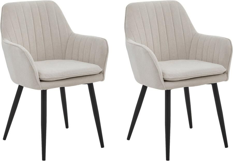 Colenis Lavinia Eetkamerstoel Set Van 2 Beige Geweven Stof Industrieel