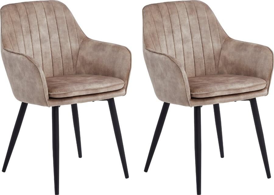 Colenis Lavinia Eetkamerstoel Set Van 2 Champagne Adoré Velvet Met armleuning Zonder Zijstrepen - Foto 2