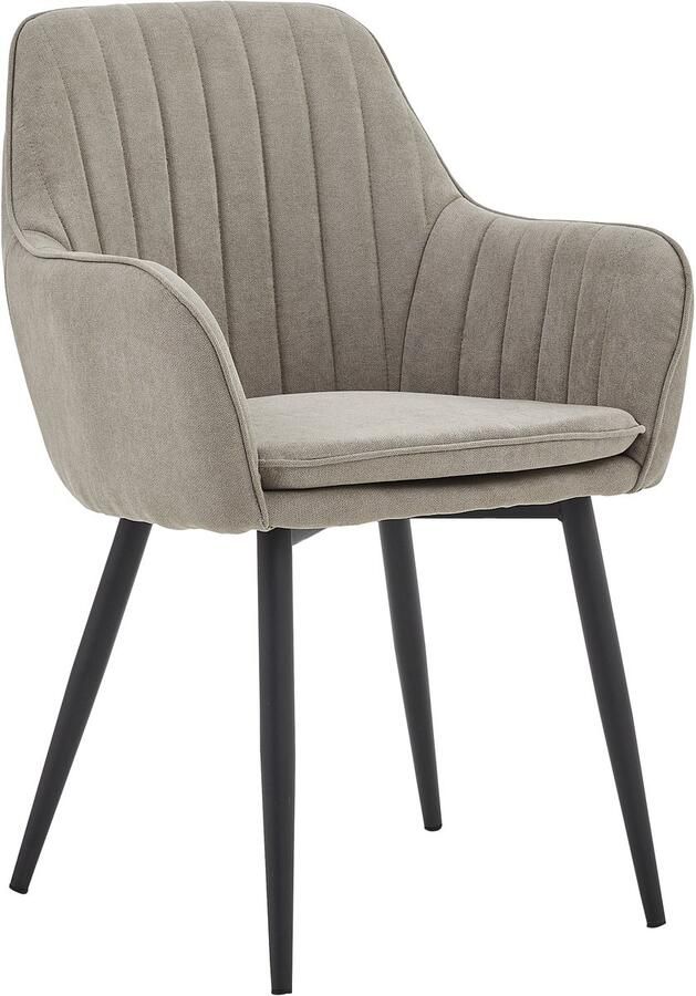 Colenis Lavinia Eetkamerstoel Set Van 6 Donker Beige Linnen Industrieel - Foto 2