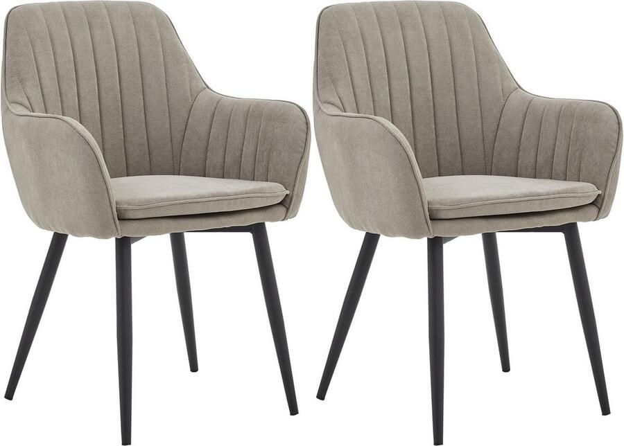 Colenis Lavinia Eetkamerstoel Set Van 2 Donker Beige Linnen Industrieel