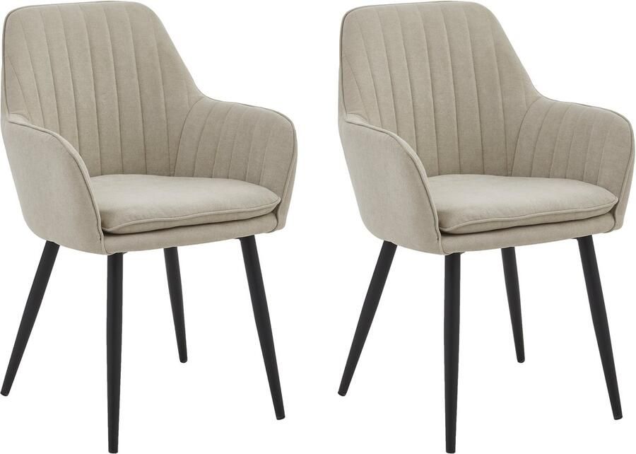 Colenis Lavinia Eetkamerstoel Set Van 2 Licht Beige Linnen Industrieel