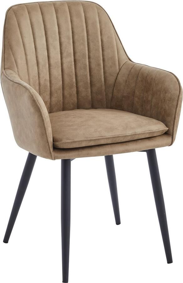 Colenis Lavinia Eetkamerstoel Set Van 6 Sand Microfiber Stof Industrieel