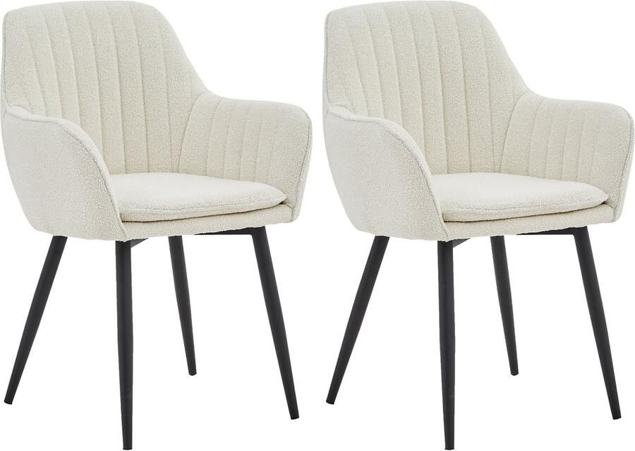 Colenis Lavinia Eetkamerstoel Set Van 2 Beige Bouclé Industrieel