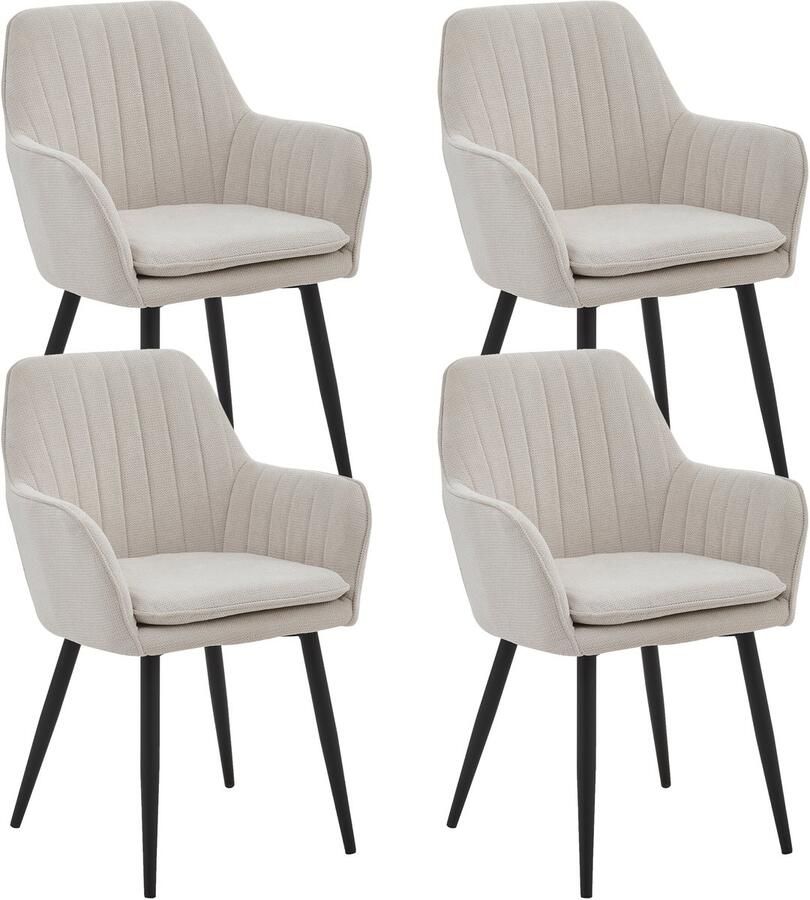 Colenis Lavinia Eetkamerstoel Set Van 4 Beige Geweven Stof Industrieel