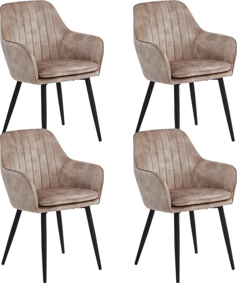 Colenis Lavinia Eetkamerstoel Set Van 4 Champagne Adoré Velvet Met armleuning Zonder Zijstrepen - Foto 2