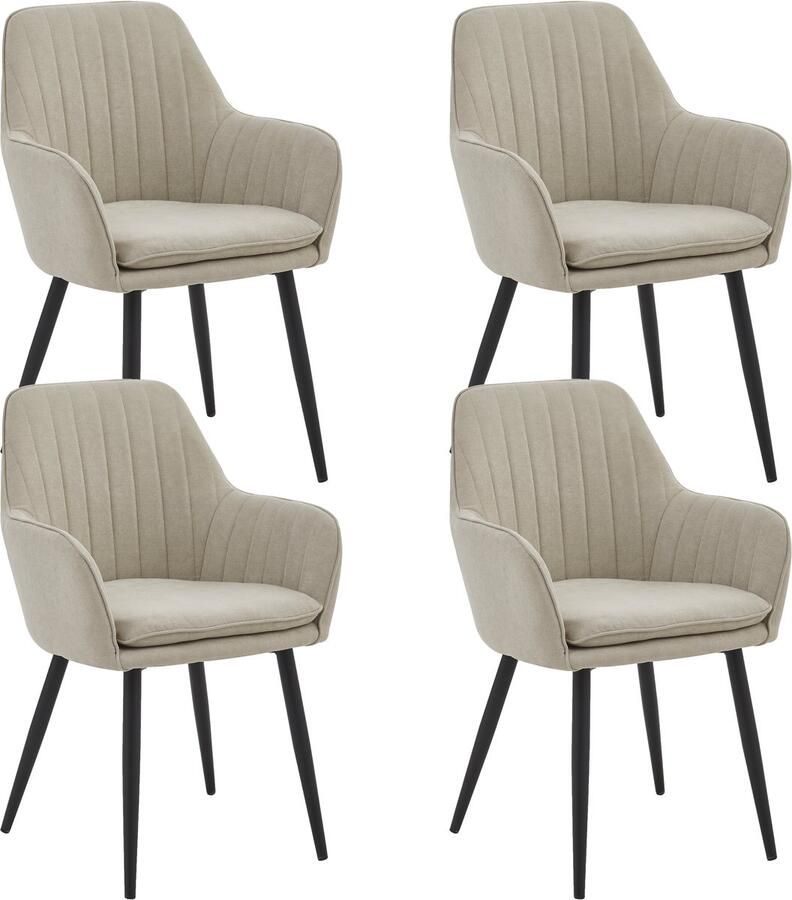 Colenis Lavinia Eetkamerstoel Set Van 4 Licht Beige Linnen Industrieel