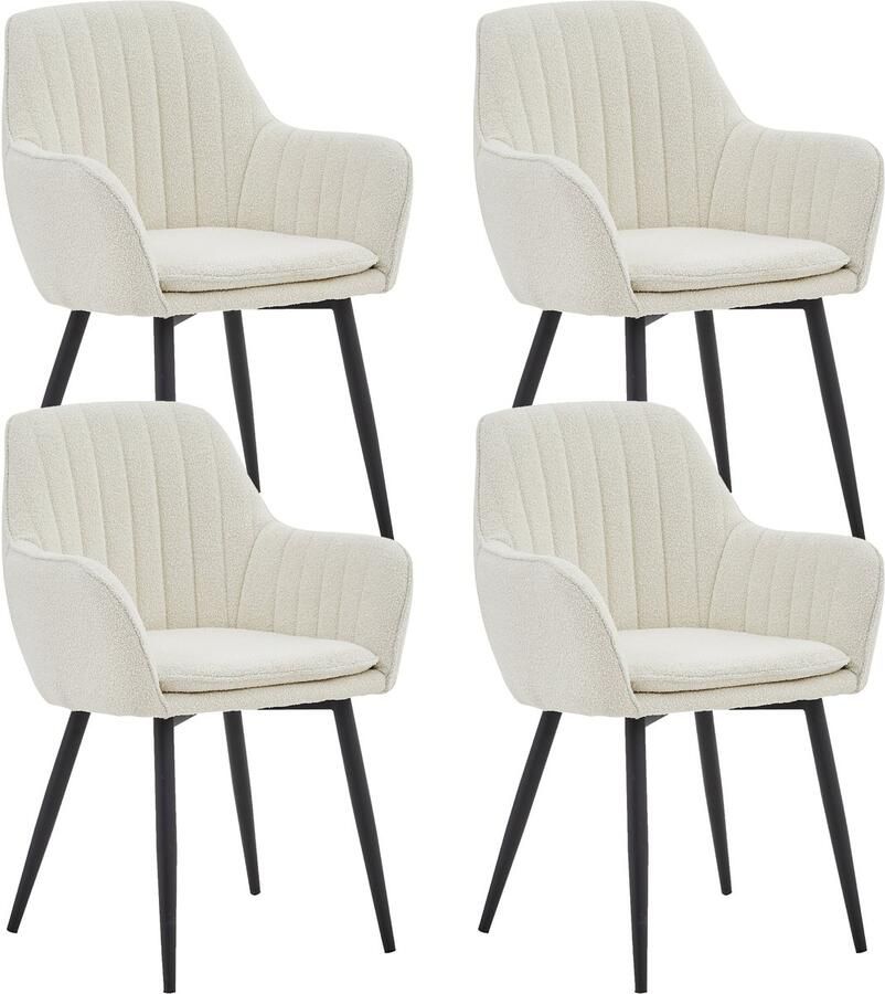 Colenis Lavinia Eetkamerstoel Set Van 4 Beige Bouclé Industrieel