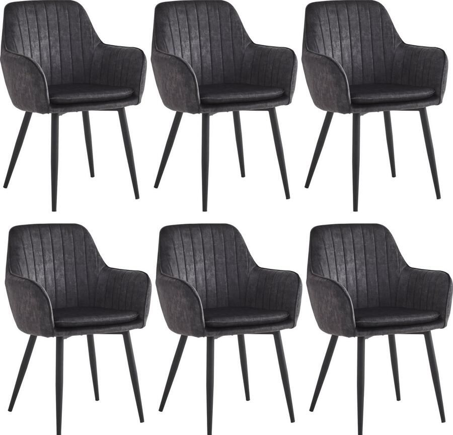 Colenis Lavinia Eetkamerstoel Set Van 6 Rose Velvet Met armleuning Zonder Zijstrepen