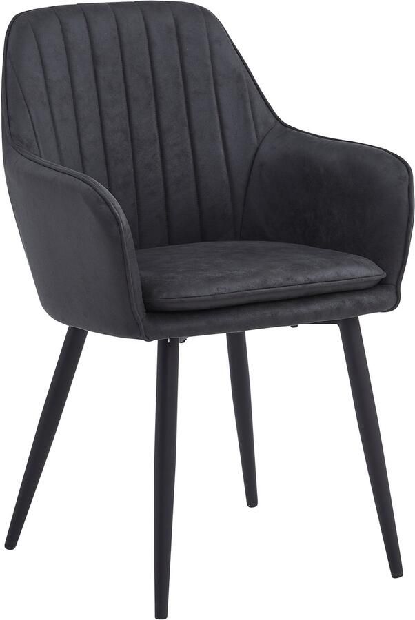 Colenis Lavinia Eetkamerstoel Set Van 4 Antraciet Microfiber Industrieel - Foto 2