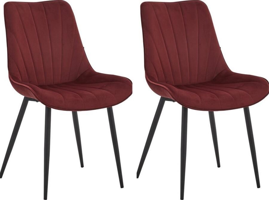 Colenis Lesedi Eetkamerstoel Set Van 2 Bordeaux Fluweel Velvet Industrieel