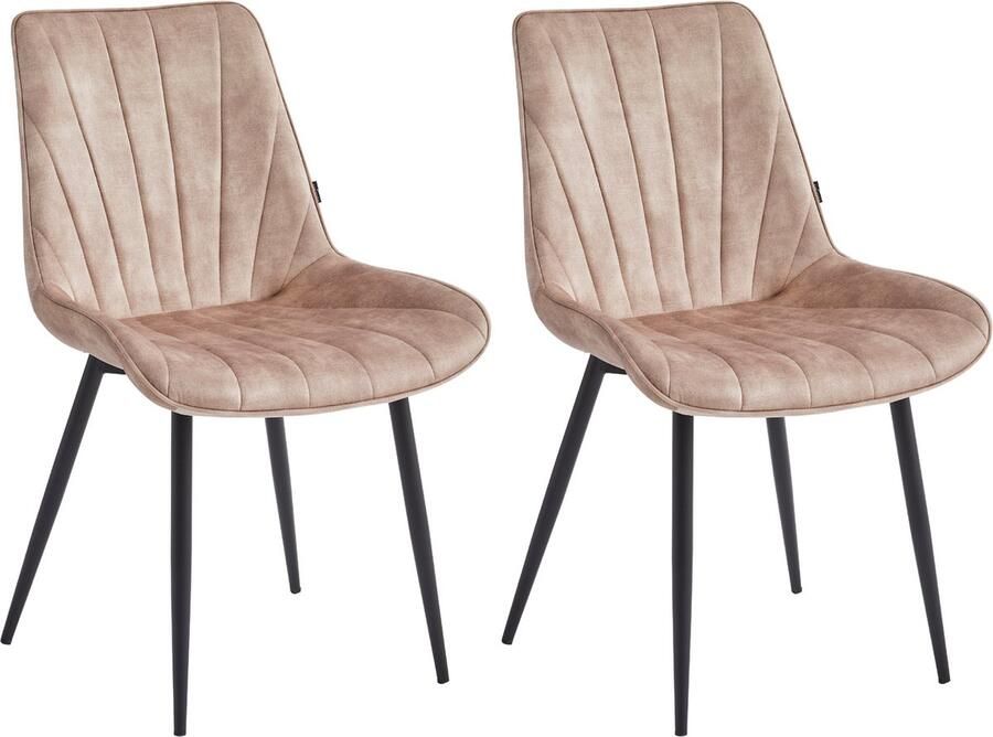 Colenis Lesedi Eetkamerstoel Set Van 2 Champagne Adoré Velvet Industrieel