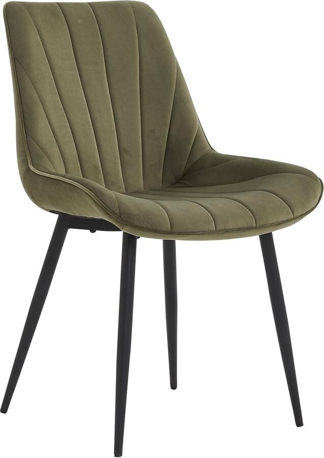 Colenis Lesedi Eetkamerstoel Set Van 4 Olijfgroen Velvet Industrieel Stoel