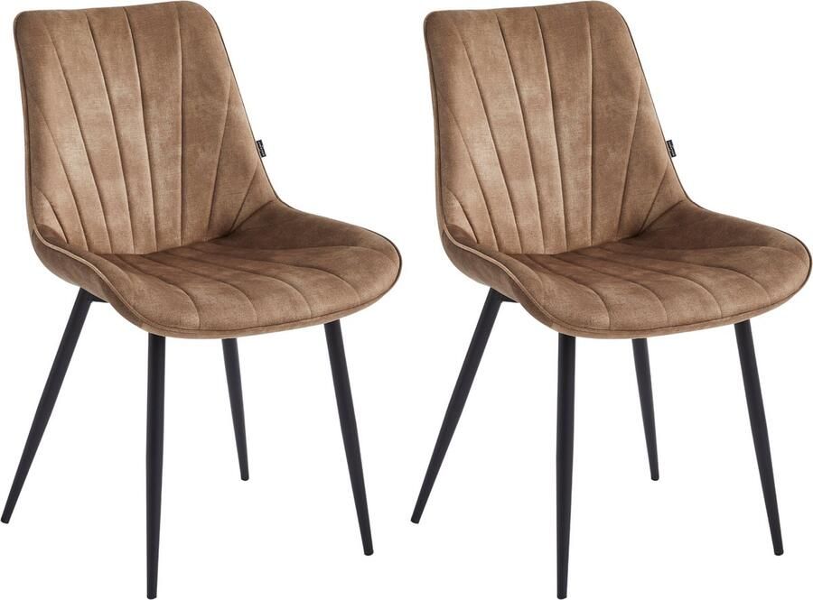 Colenis Lesedi Eetkamerstoel Set Van 2 Taupe Adoré Velvet Industrieel