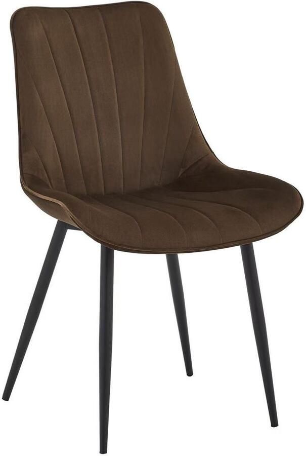 Colenis Lesedi Eetkamerstoel Set Van 4 Bruin Fluweel Velvet Industrieel