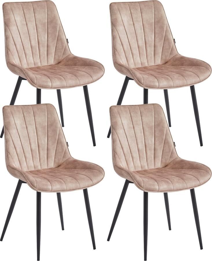 Colenis Lesedi Eetkamerstoel Set Van 4 Champagne Adoré Velvet Industrieel