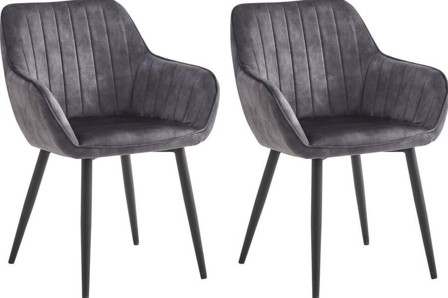 Colenis Luna Eetkamerstoel Set Van 2 Antraciet Adoré Velvet Met armleuning