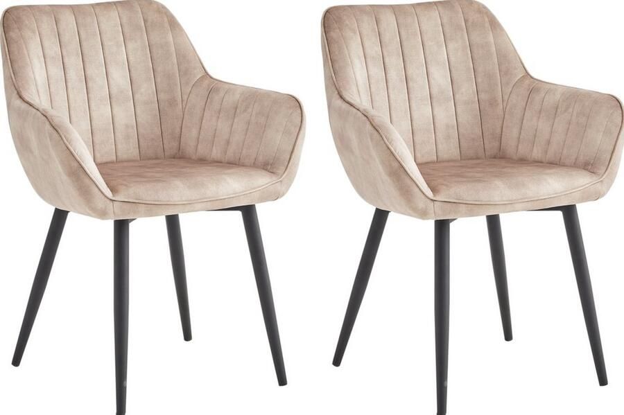 Colenis Luna Eetkamerstoel Set Van 2 Champagne Adoré Velvet Met armleuning