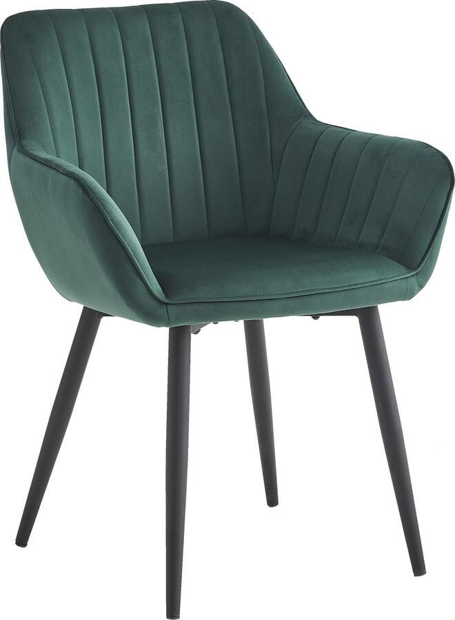 Colenis Luna Eetkamerstoel Set Van 6 Groen Velvet Met armleuning
