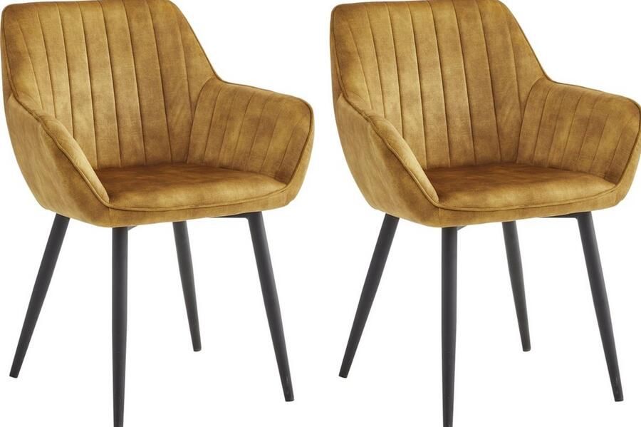 Colenis Luna Eetkamerstoel Set Van 2 Honey Adoré Velvet Met armleuning