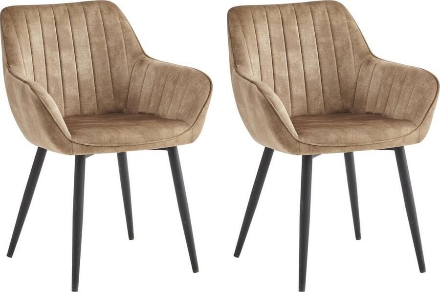 Colenis Luna Eetkamerstoel Set Van 2 Taupe Adore Velvet Met armleuning