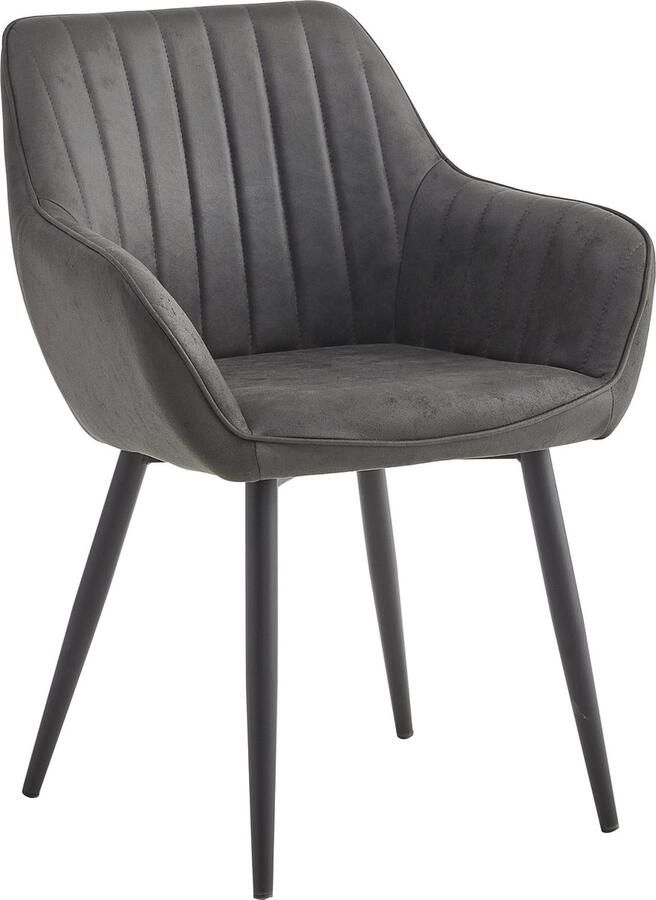Colenis Luna Eetkamerstoel Set Van 4 Antraciet Microfiber Microvezel Met armleuning - Foto 2