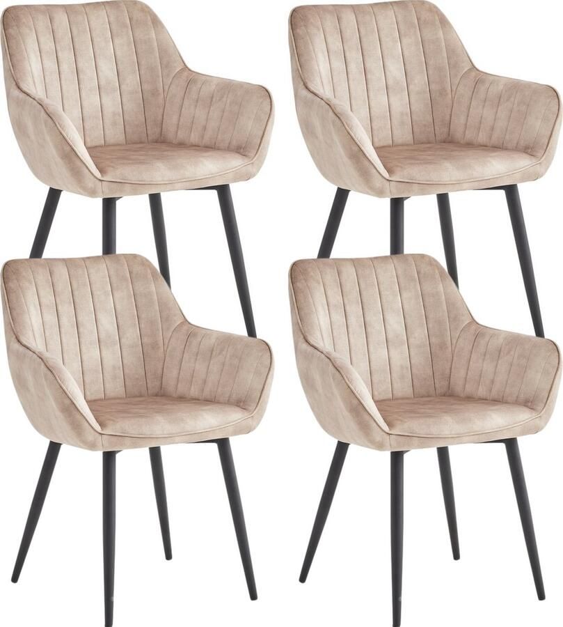 Colenis Luna Eetkamerstoel Set Van 4 Champagne Adoré Velvet Met armleuning