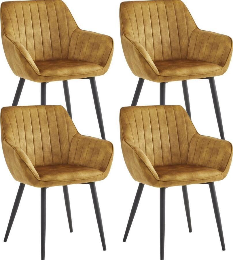 Colenis Luna Eetkamerstoel Set Van 4 Honey Adoré Velvet Met armleuning
